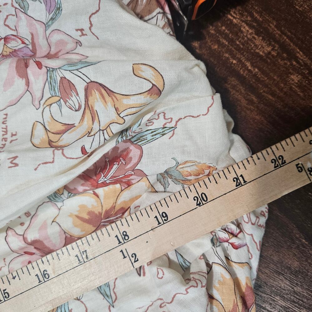Calypso St Barth Linen Boho Map Floral Cropped Blouse NWT Small - Picture 8 of 8